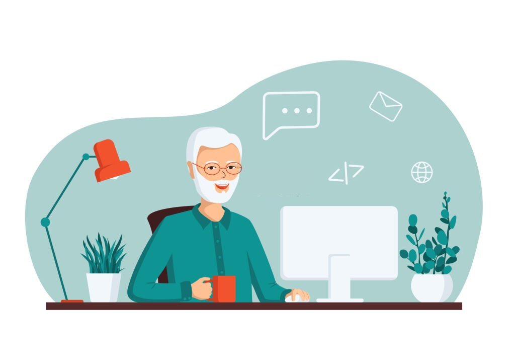 old man serfing web